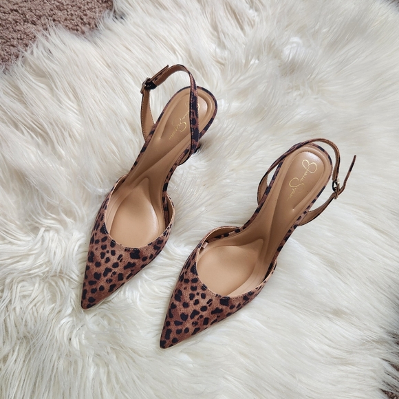 Jessica Simpson Leopard Print Slingback Heels - Picture 2 of 4